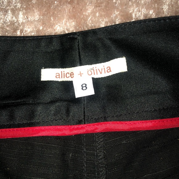 NWOT- Alice + Olivia Black & Gold Pinstripe Flare Leg Pants - Picture 6 of 6